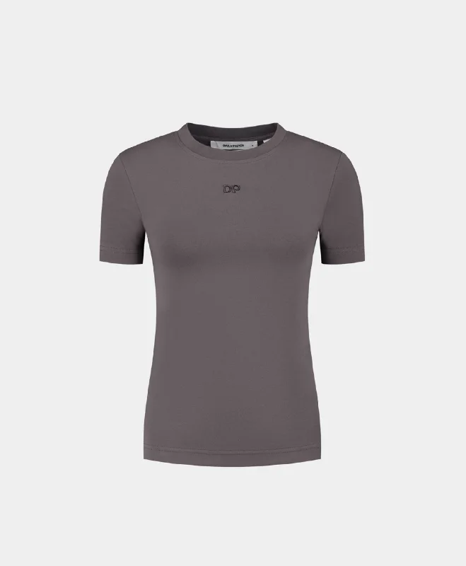 snap edge t-shirts -Rabbit Grey Unit Fitted T-Shirt