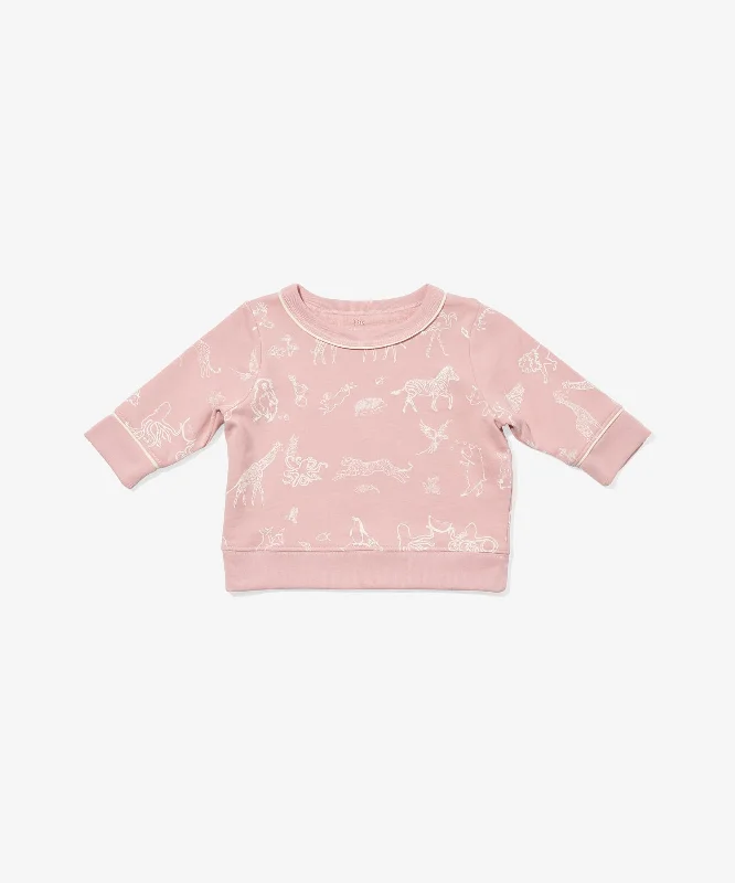 flap tough t-shirts -Remy Baby Sweatshirt, Rose Animal Parade