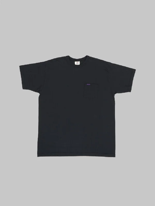 heavy durable t-shirts -Samurai Jeans SJST-PCMIIL Heavyweight Pocket Plain Black