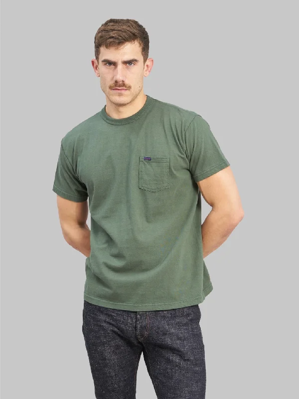 plum bold t-shirts -Samurai Jeans SJST-PCMIIL Heavyweight Pocket Plain Moss Green