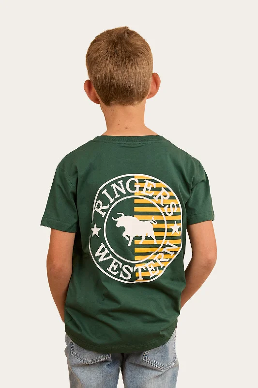 team vivid t-shirts -Signature Bull Flag Kids Classic Fit T-Shirt - Pine