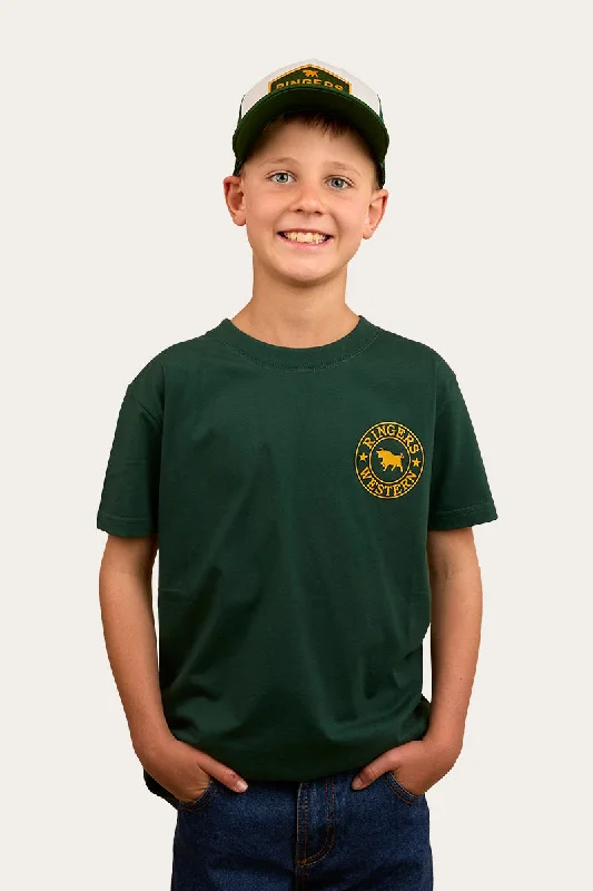 khaki shine t-shirts -Signature Bull Kids Classic Fit T-Shirt - Pine