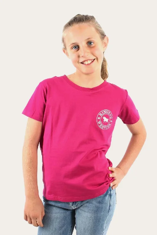 moss calm t-shirts -Signature Bull Kids Classic Fit T-Shirt - Magenta/Silver