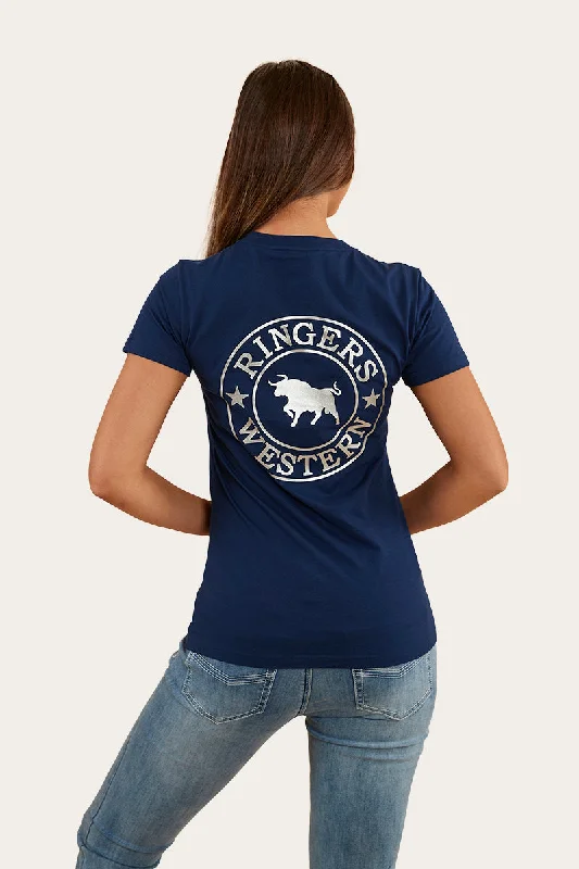 vivid flare t-shirts -Signature Bull Women Classic Fit T-Shirt - Navy/Silver