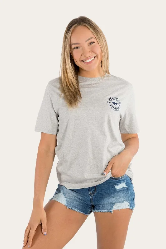 teen shine t-shirts -Signature Bull Womens Loose Fit T-Shirt - Grey Marle/Navy