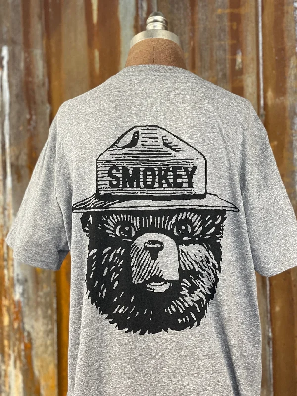 active trim t-shirts -Smokey Bear 75 Years GRAPHIC Tee- Heather Grey