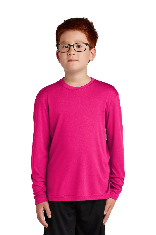 plum shine t-shirts -Sport-Tek Youth Competitor Moisture Wicking Long Sleeve Crewneck T-Shirt - Raspberry Pink