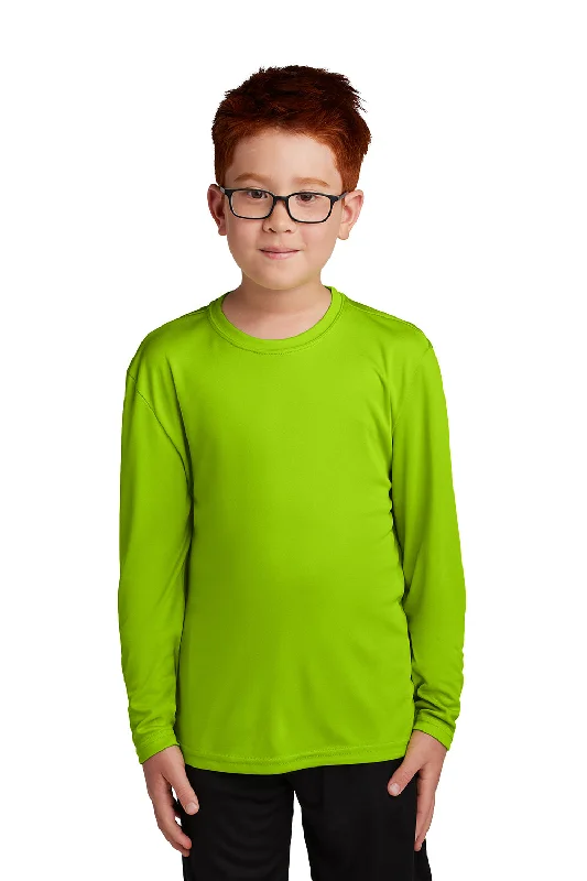 vivid shine t-shirts -Sport-Tek Youth Competitor Moisture Wicking Long Sleeve Crewneck T-Shirt - Lime Shock Green