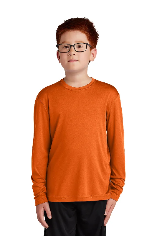 shadow burst t-shirts -Sport-Tek Youth Competitor Moisture Wicking Long Sleeve Crewneck T-Shirt - Deep Orange