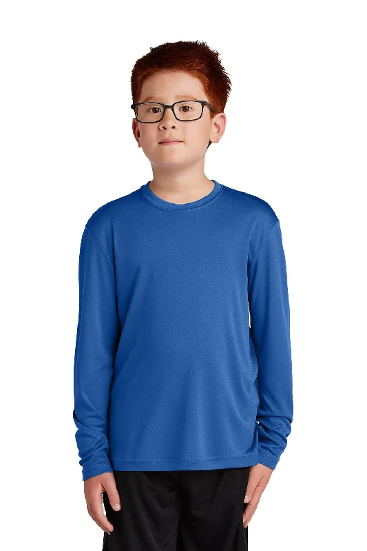 team flare t-shirts -Sport-Tek Youth Competitor Moisture Wicking Long Sleeve Crewneck T-Shirt - Royal Blue