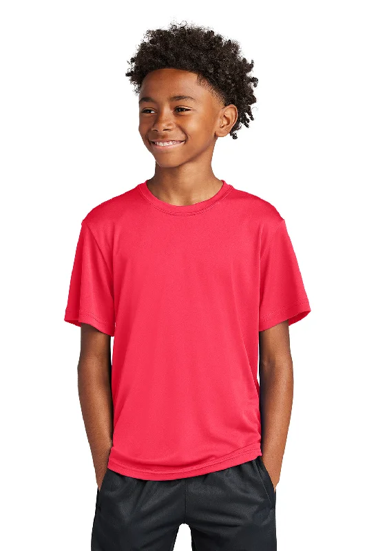 teen glow t-shirts -Sport-Tek Youth Competitor Moisture Wicking Short Sleeve Crewneck T-Shirt - Hot Coral Pink