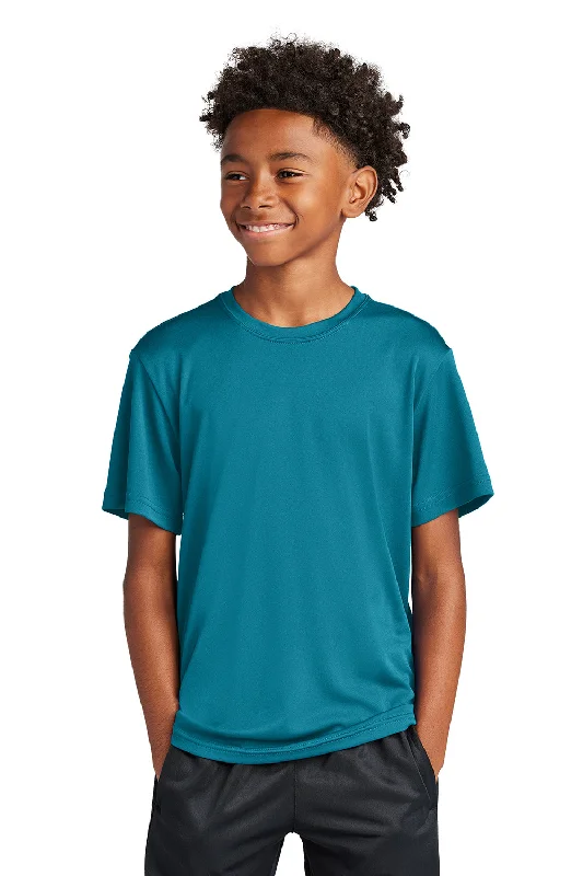 jet trim t-shirts -Sport-Tek Youth Competitor Moisture Wicking Short Sleeve Crewneck T-Shirt - Tropic Blue