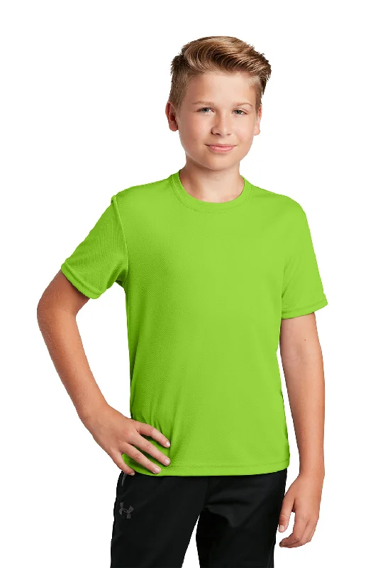 ocean fit t-shirts -Sport-Tek Youth RacerMesh Moisture Wicking Short Sleeve Crewneck T-Shirt - Neon Green