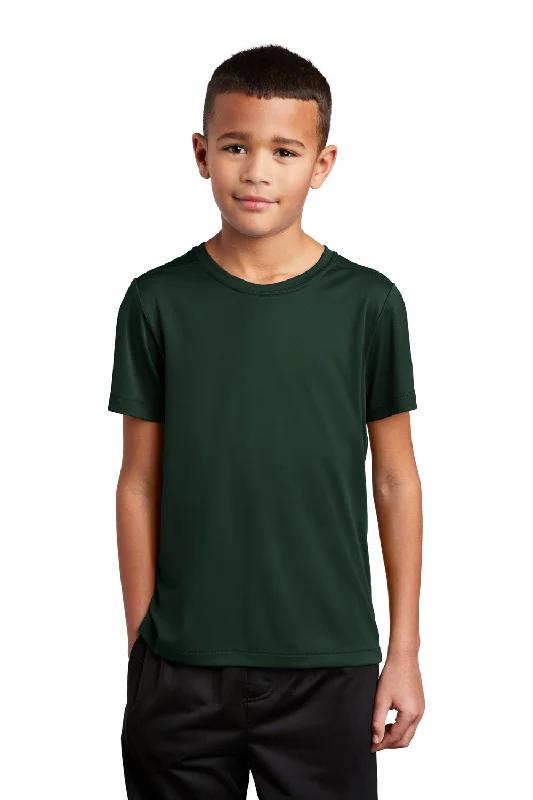 vivid dash t-shirts -Sport-Tek Youth Moisture Wicking Short Sleeve Crewneck T-Shirt - Forest Green