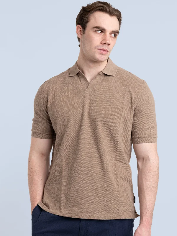 gym burst t-shirts -Taupe Brown Johnny Polo Shirt