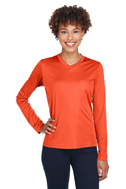 jungle light t-shirts -Team 365 Womens Zone Performance Moisture Wicking Long Sleeve Crewneck T-Shirt - Orange