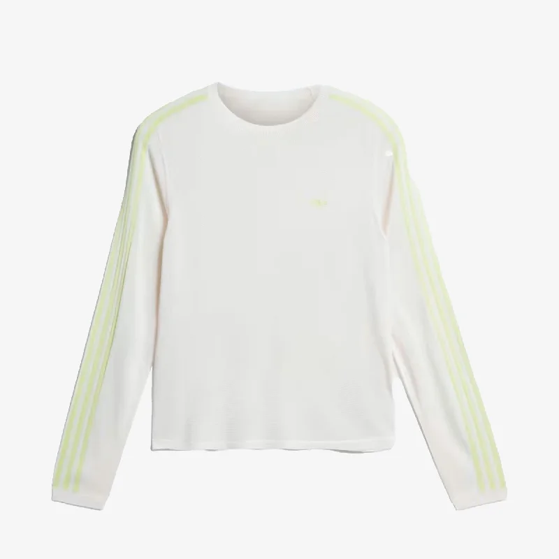 tan durable t-shirts -Adidas Originals | WALES BONNER KNIT LONG SLEEVE TEE  { CHALK WHITE/SEMI FROZEN YELLOW