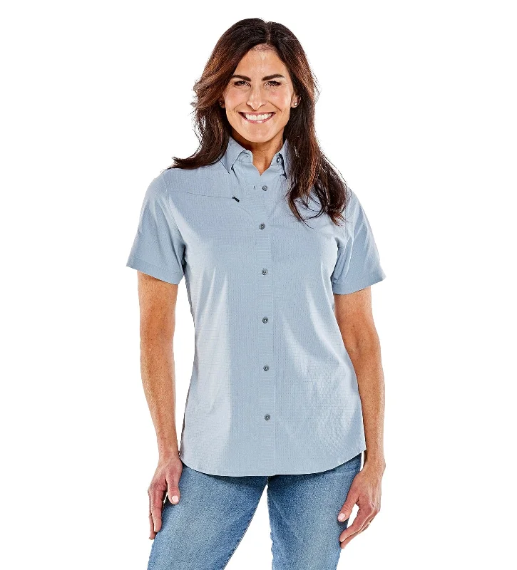 angle flare t-shirts -Women's Naturalist Woven Short Sleeve Shirt