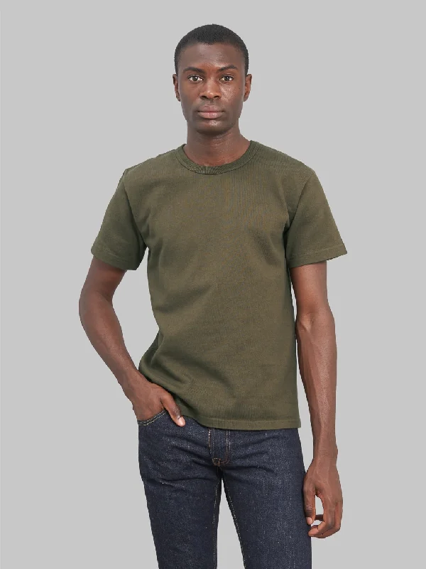 active durable t-shirts -Wonder Looper Double Heavyweight Crewneck T-Shirt Heather Khaki