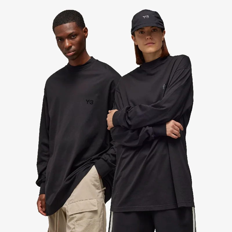 flap flare t-shirts -Y-3 | MOCK NECK TEE { BLACK