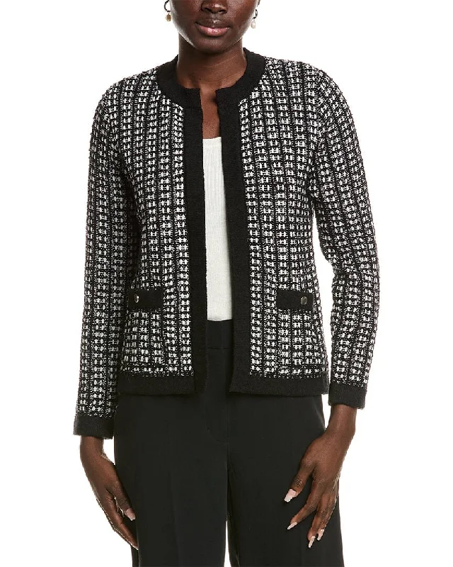 hemp-tweed cardigan eco -Anne Klein Textured Cardigan