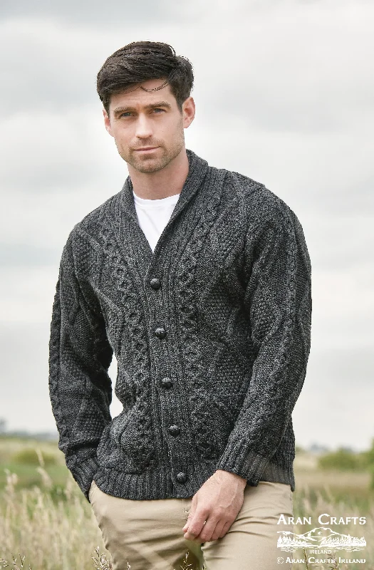 clove cardigan rich tone -Aran - Men's Kerry Cardigan - Charcoal