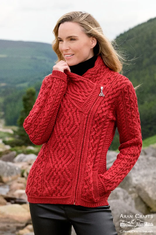 velvet-tweed cardigan plush -Aran - Shannon Cardigan - Cherry