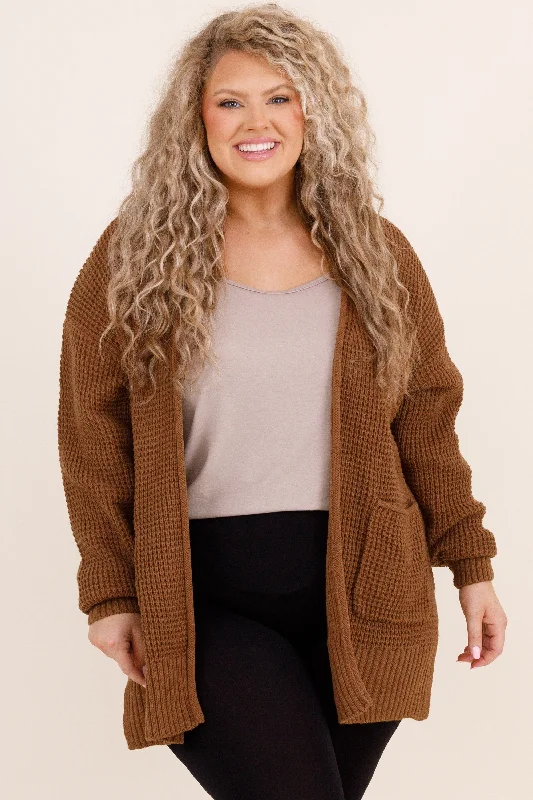 ribbed-canvas cardigan texture -Because I Found You Cardigan, Dark Camel