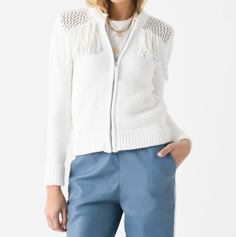 tweed-burlap cardigan luxe -Glenda Cardigan In Off White