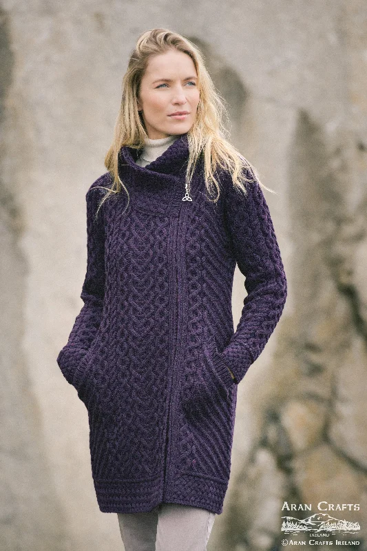 cardigan men ridge cord -Aran - Claddagh Cardigan - Damson