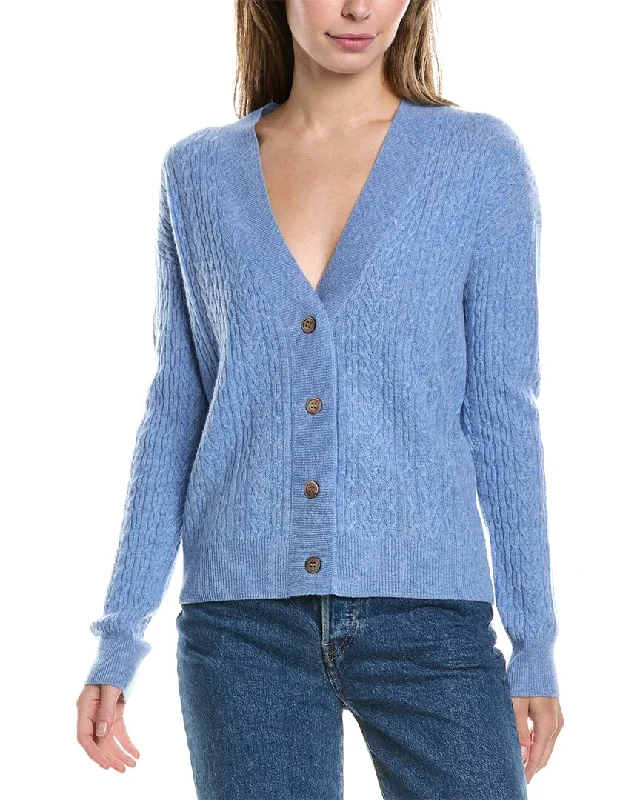 ribbed-tweed cardigan texture -InCashmere Cable Cashmere Cardigan