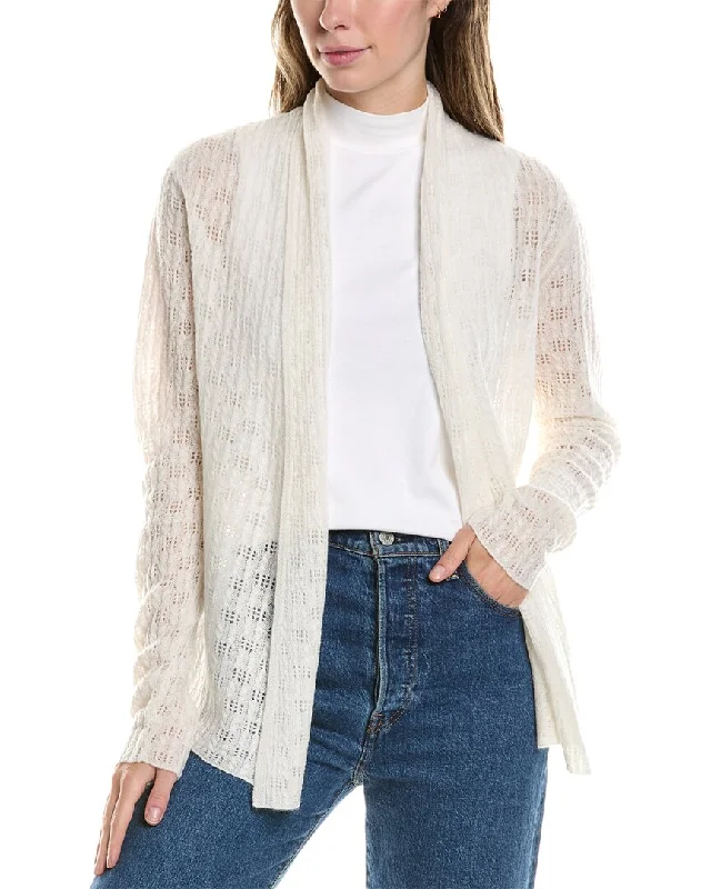 cardigan with lattice cuffs -InCashmere Pointelle Cashmere Cardigan