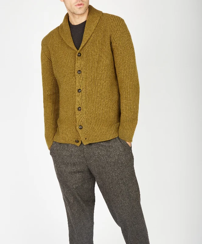 cardigan with vented hem -Irish - Luxe Shawl Cardigan - Khaki