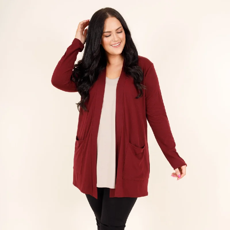 cropped cardigan desert chic -Kindness and Compassion Cardigan, Burgundy