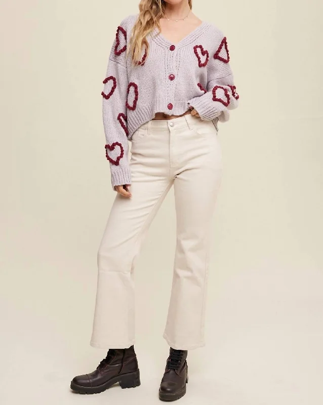 sienna cardigan earthy shine -Lots Of Love Knit Heart Cardigan In Lilac