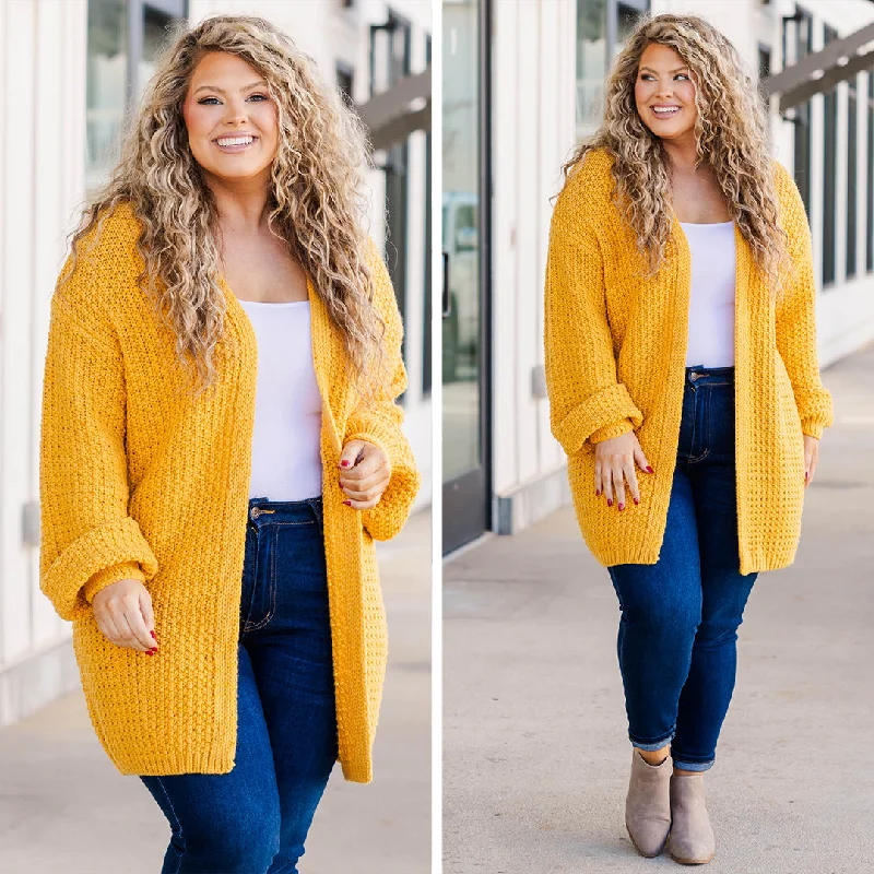 chevron-tweed cardigan dynamic -Love Quotes Cardigan, Mustard