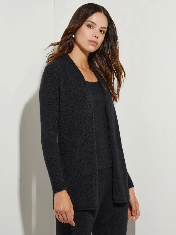 long cardigan camp chic -Open Front Cashmere Cardigan, Black