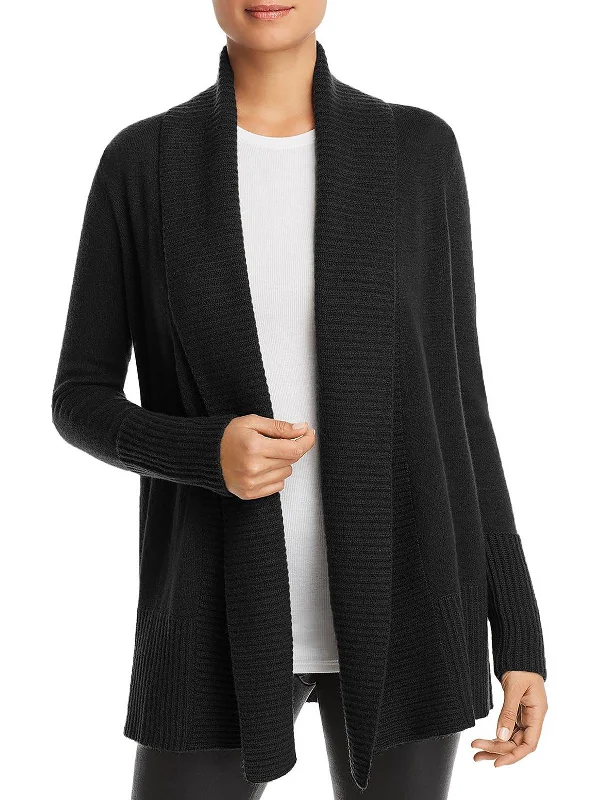 long cardigan urban stroll -Womens Cashmere Ribbed Trim Cardigan Sweater