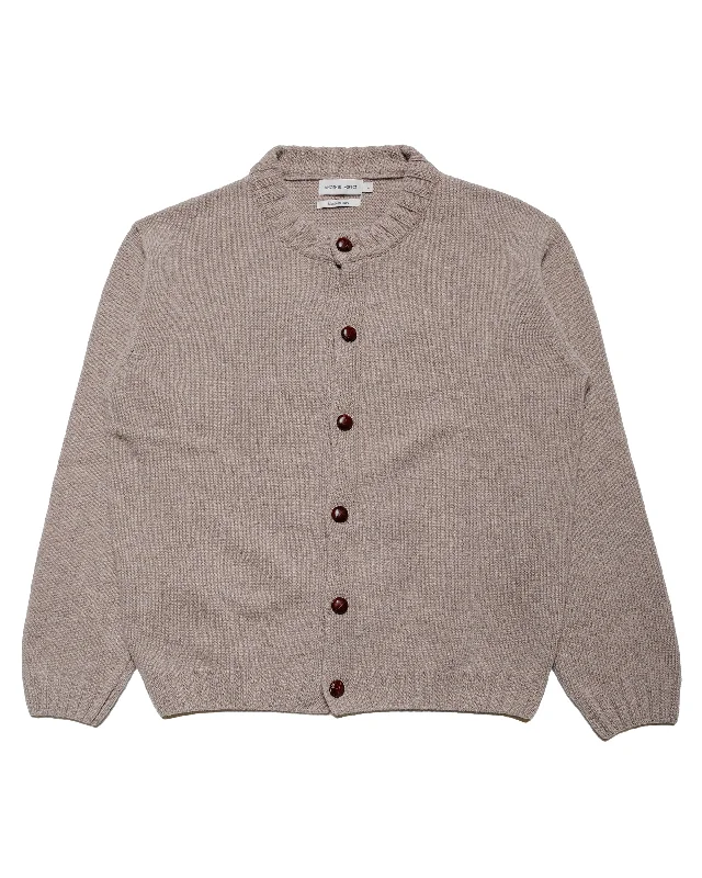 cotton-burlap cardigan soft -Another Aspect Another Cardigan 3.0 Grey Brown Melange