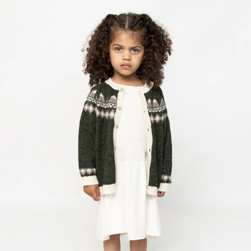 clove cardigan rich tone -Baby & Kids Alpaca Mountain Cardigan - Moss Green