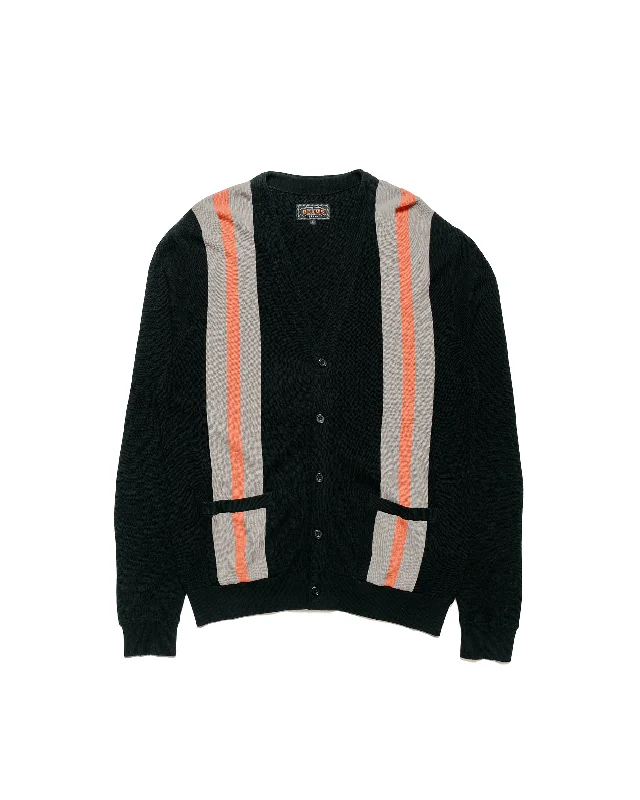 cropped cardigan urban vibe -Beams Plus Cardigan Stripe Black