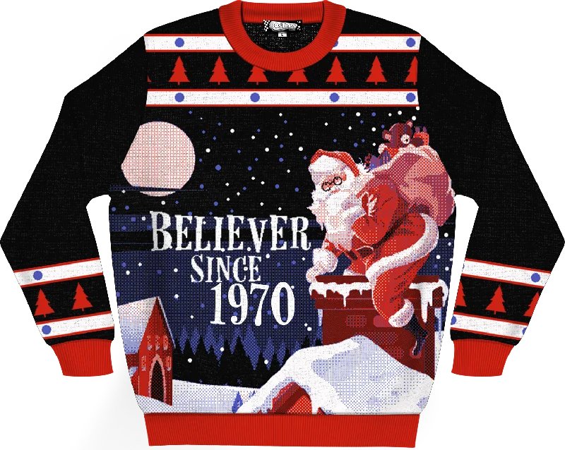 pullover sweater teens cosmic smoke -Believer Since 1970 Knitted Christmas Sweater