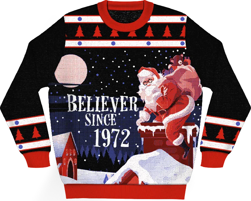 pullover sweater women soft amber -Believer Since 1972 Knitted Christmas Sweater