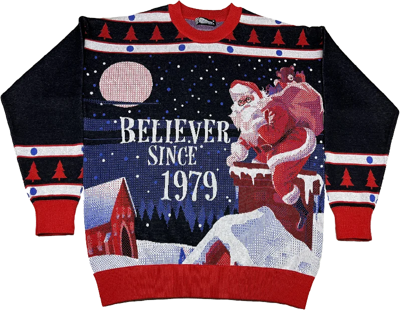 cotton-burlap pullover sweater soft -Believer Since 1979 Knitted Christmas Sweater