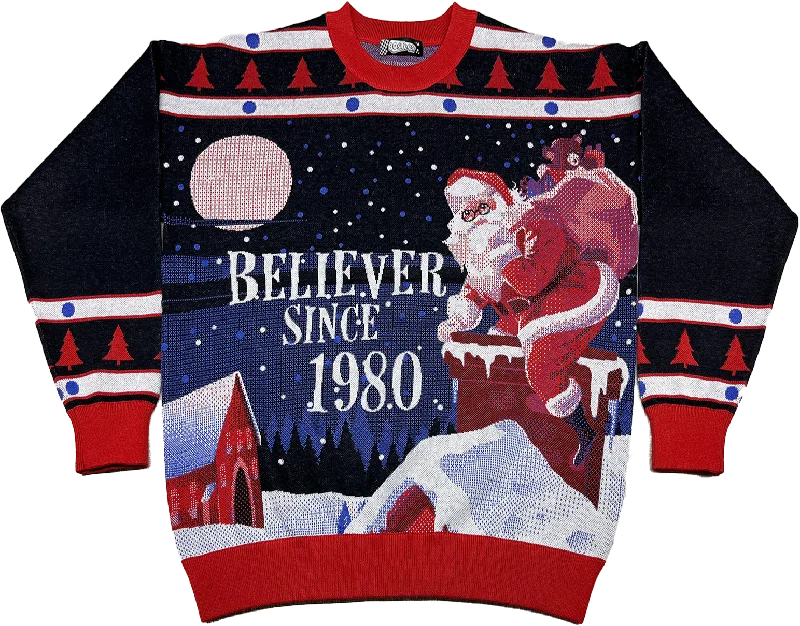 chevron-canvas pullover sweater dynamic -Believer Since 1980 Knitted Christmas Sweater