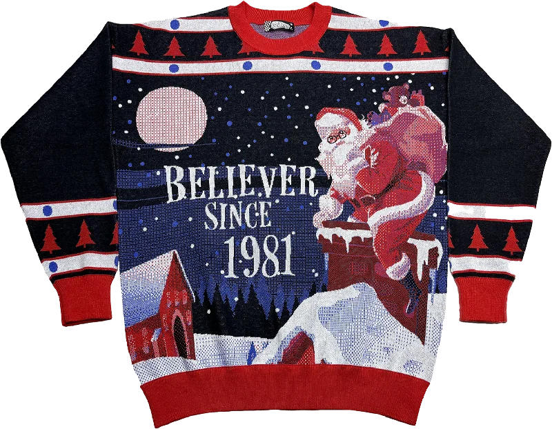 wool-canvas pullover sweater warm -Believer Since 1981 Knitted Christmas Sweater