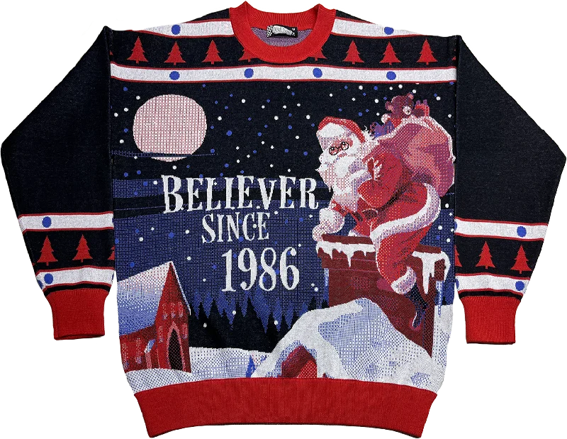 pullover sweater men ridge splice -Believer Since 1986 Knitted Christmas Sweater