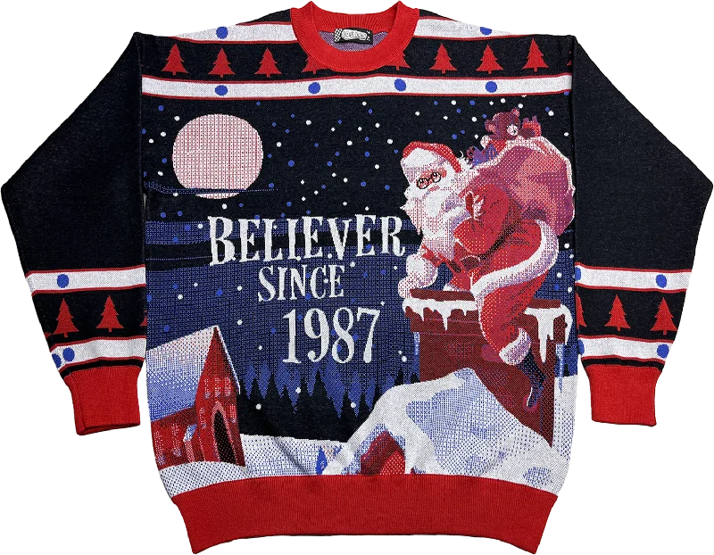 burlap-cotton pullover sweater rustic -Believer Since 1987 Knitted Christmas Sweater