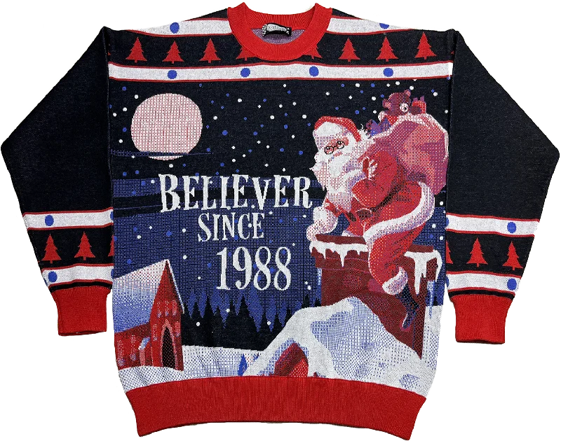 ombre-canvas pullover sweater blend -Believer Since 1988 Knitted Christmas Sweater