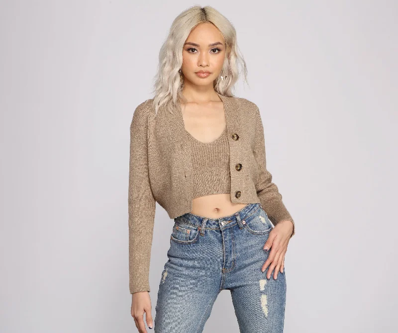 sienna cardigan earthy shine -Casually Chic Cropped Knit Cardigan